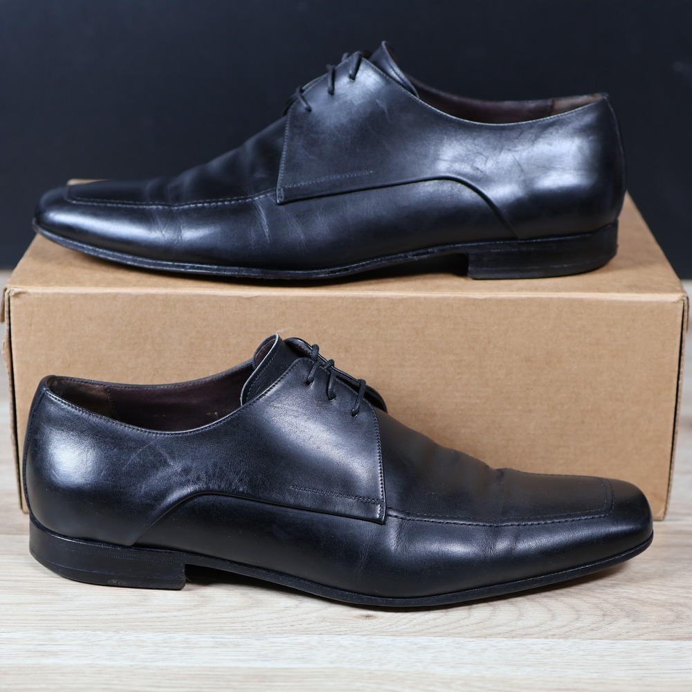 Bruno Magli Shoes Mens Size 11 Black Dress Derby Leather Apron Toe Made in Italy